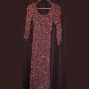 Indigo Rose Clay Off the Shoulder Floral Midi Dress